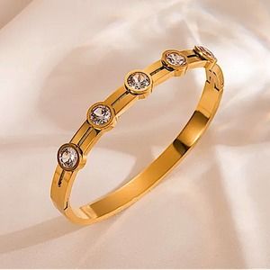 Gold Plated Zircon Bangle Bracelet